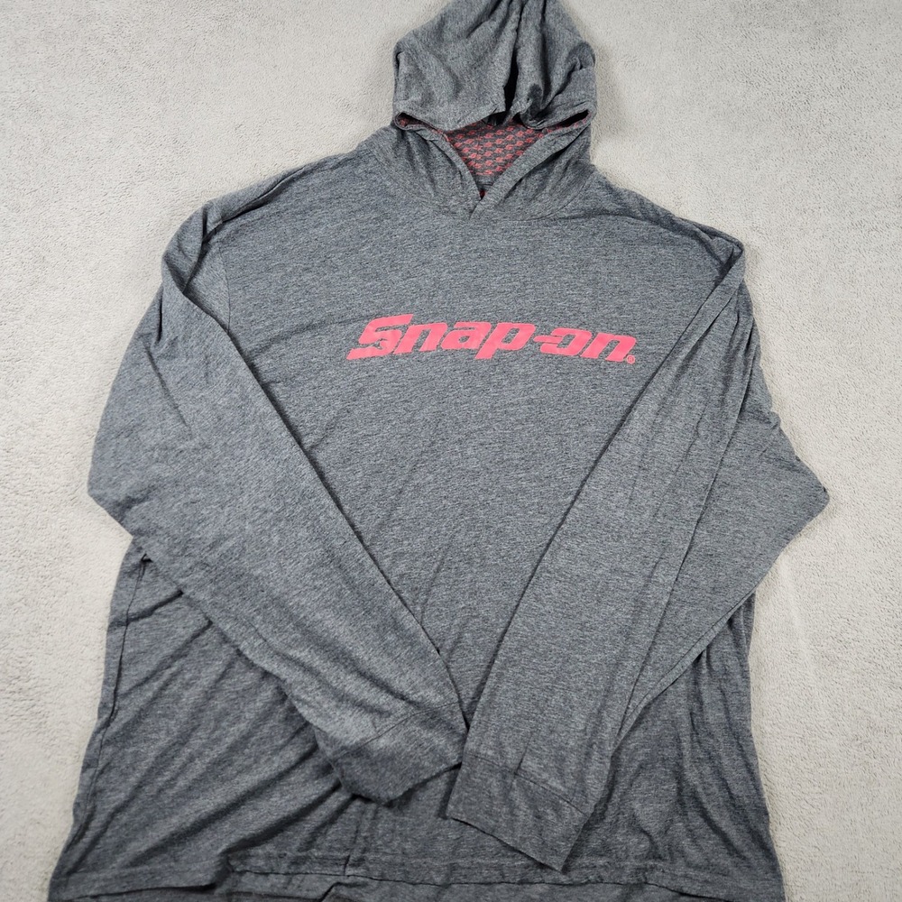 Snap-on Tools Long Sleeve Hooded T-Shirt Mens 2XL Gray Heather Tri-Blend Logo